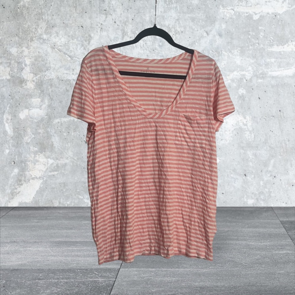 Nordstrom Calson Women’s Linen Blend Short Sleeve Striped Shirt New Tags sz L
